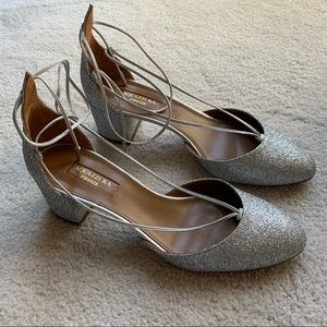 Aquazzura silver glitter sandals